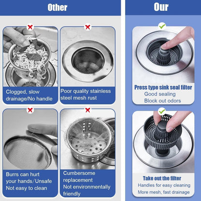 Upgraded 3 in 1 Kitchen Sink Drain Straine