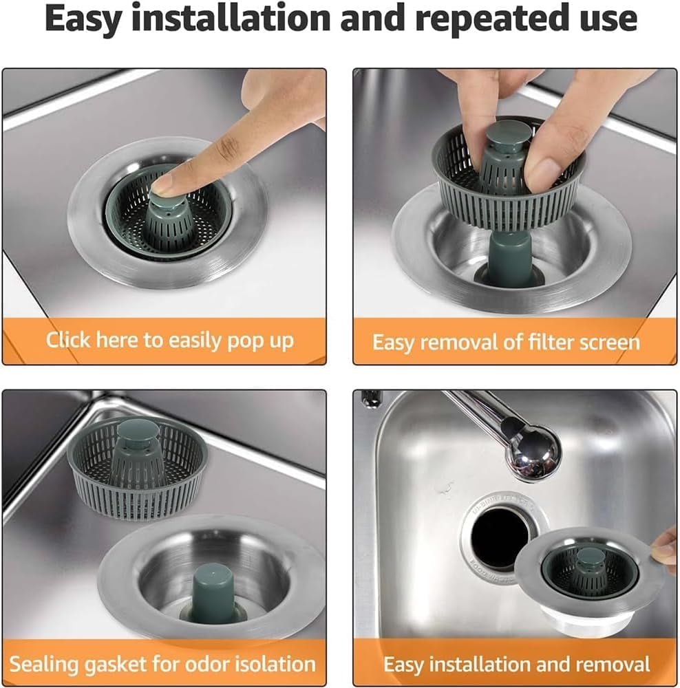 Upgraded 3 in 1 Kitchen Sink Drain Straine