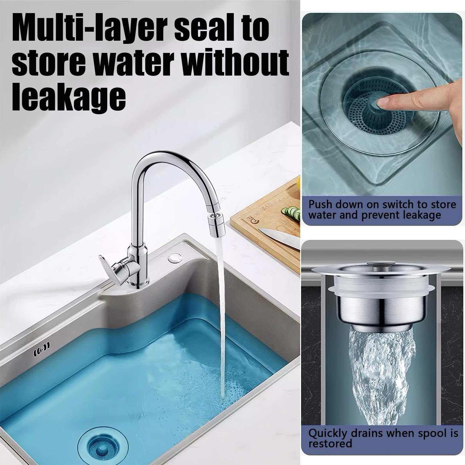 Upgraded 3 in 1 Kitchen Sink Drain Straine