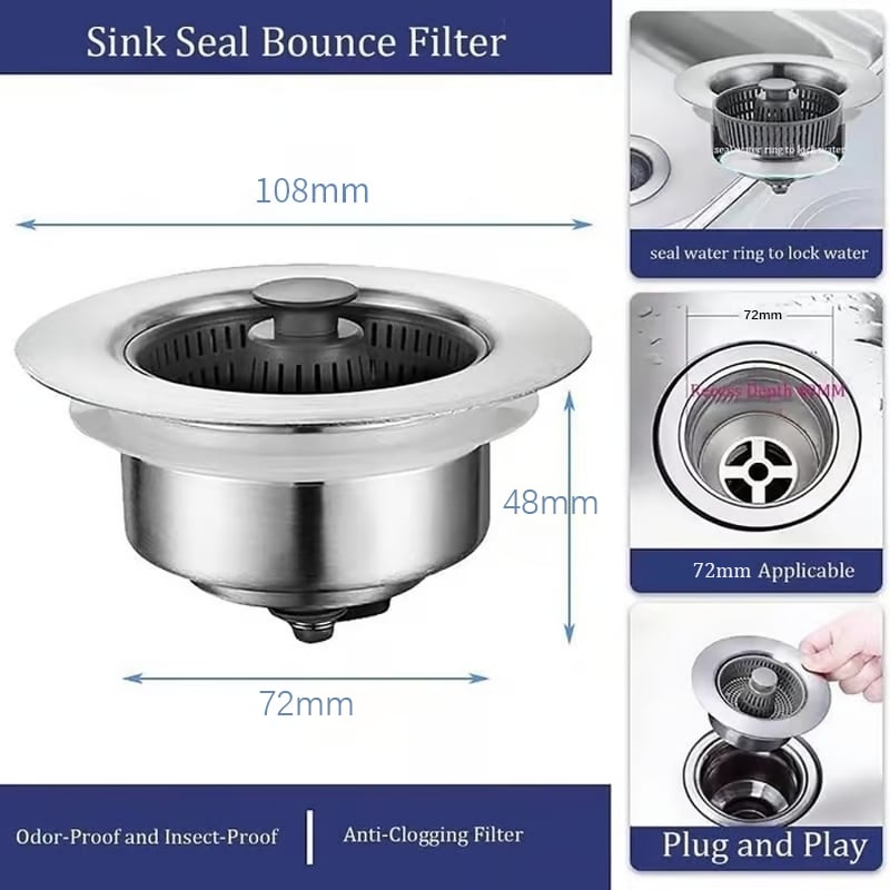Upgraded 3 in 1 Kitchen Sink Drain Straine