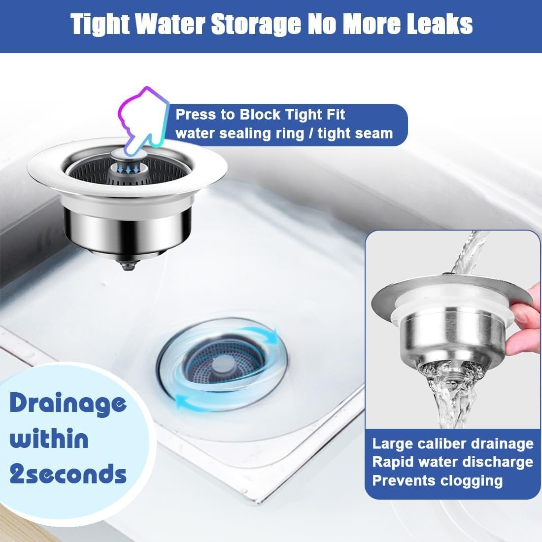 Upgraded 3 in 1 Kitchen Sink Drain Straine