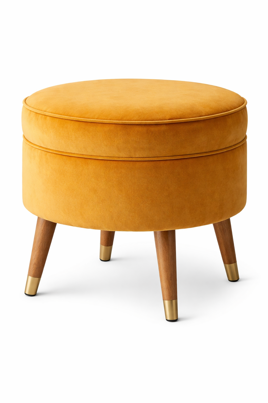 Plush Soft Stool with Wooden Legs