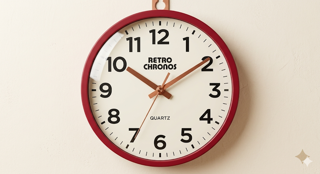 Retro-Inspired Red Wall Clock