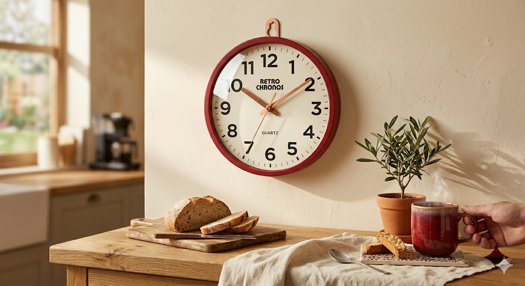 Retro-Inspired Red Wall Clock