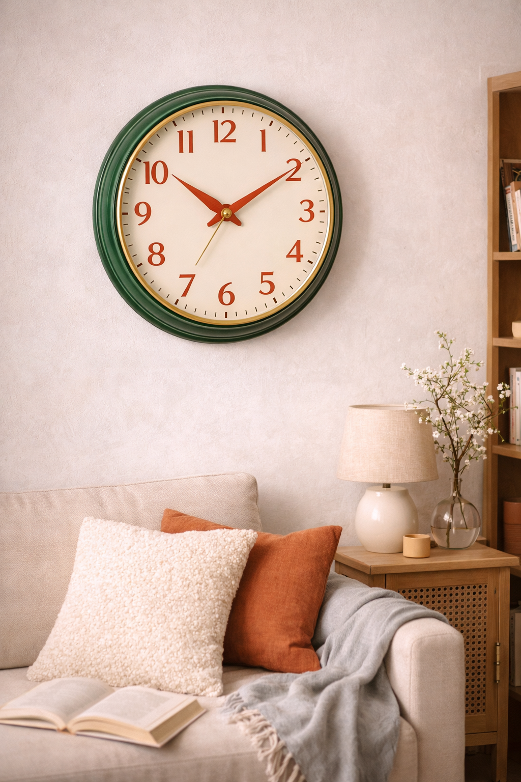 Retro-Inspired Red Wall Clock