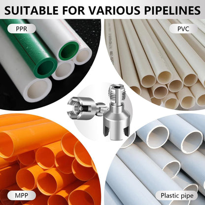 3PCS Pipe Threading Tool Kit (1", 1-1/4", 1-1/2") with 1/4" Hex Shank Pilot Drill Bit for Wood, Plastic & DIY Projects