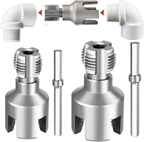 3PCS Pipe Threading Tool Kit (1", 1-1/4", 1-1/2") with 1/4" Hex Shank Pilot Drill Bit for Wood, Plastic & DIY Projects