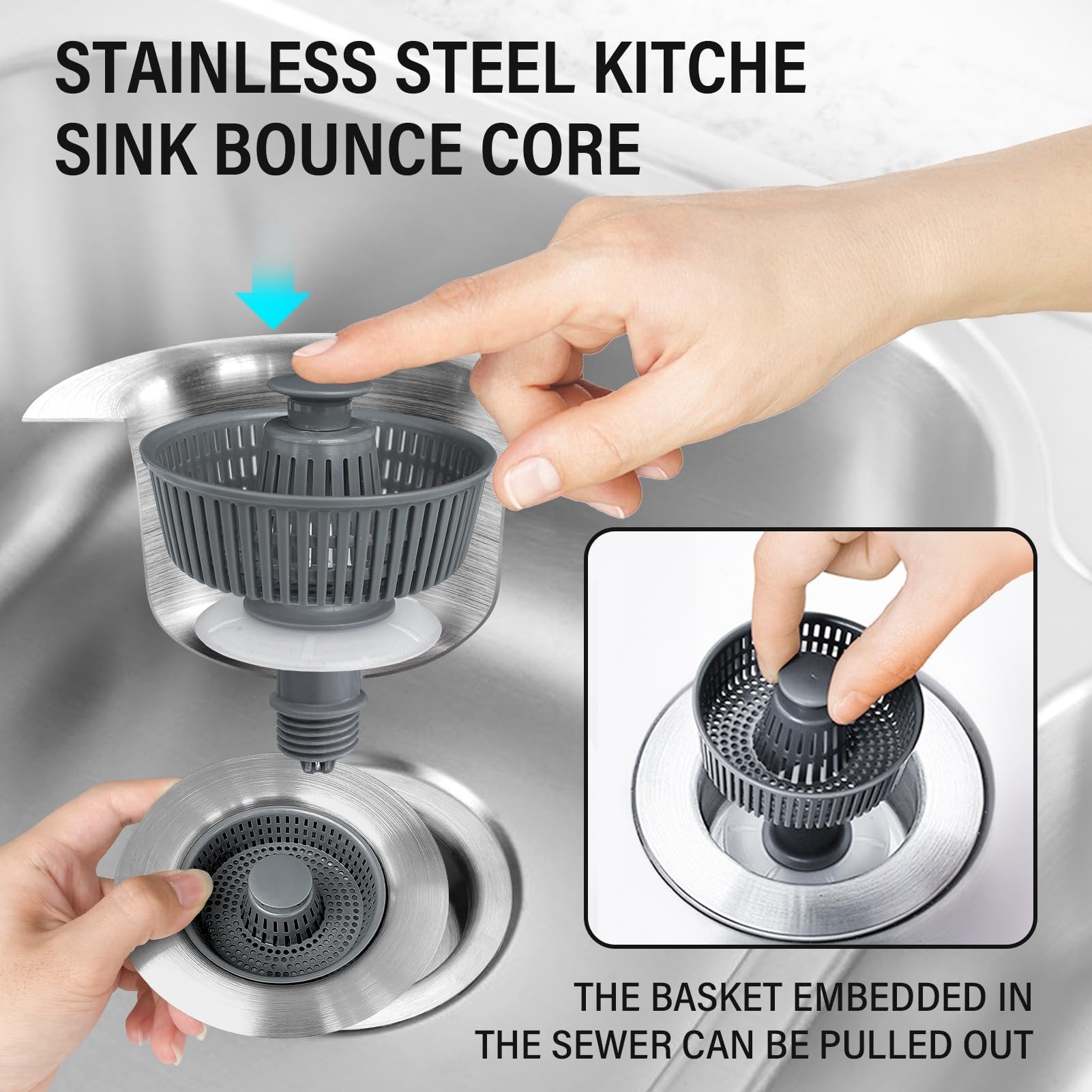 Upgraded 3 in 1 Kitchen Sink Drain Straine